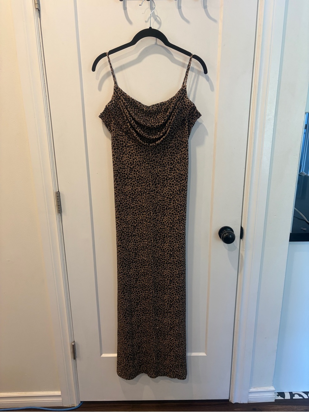 Vintage Onyx Nite Leopard Print Sparkly Cowl Dress - Picture 3 of 14
